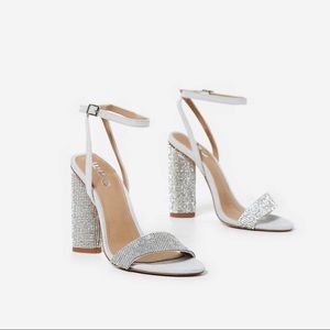 Grey Diamante Sandal Heel